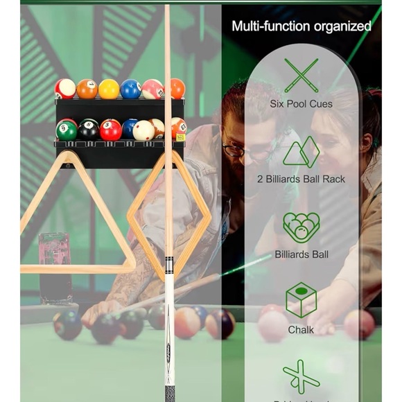 Multi-Function Billiards Set with Cue and Ball Rack - Picture 1 of 4